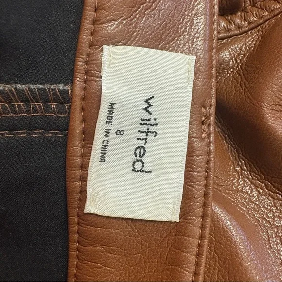 NWT Wilfred Pants Melina Crop Cognac Brown Faux Leather Sz. 8 - Picture 9 of 14